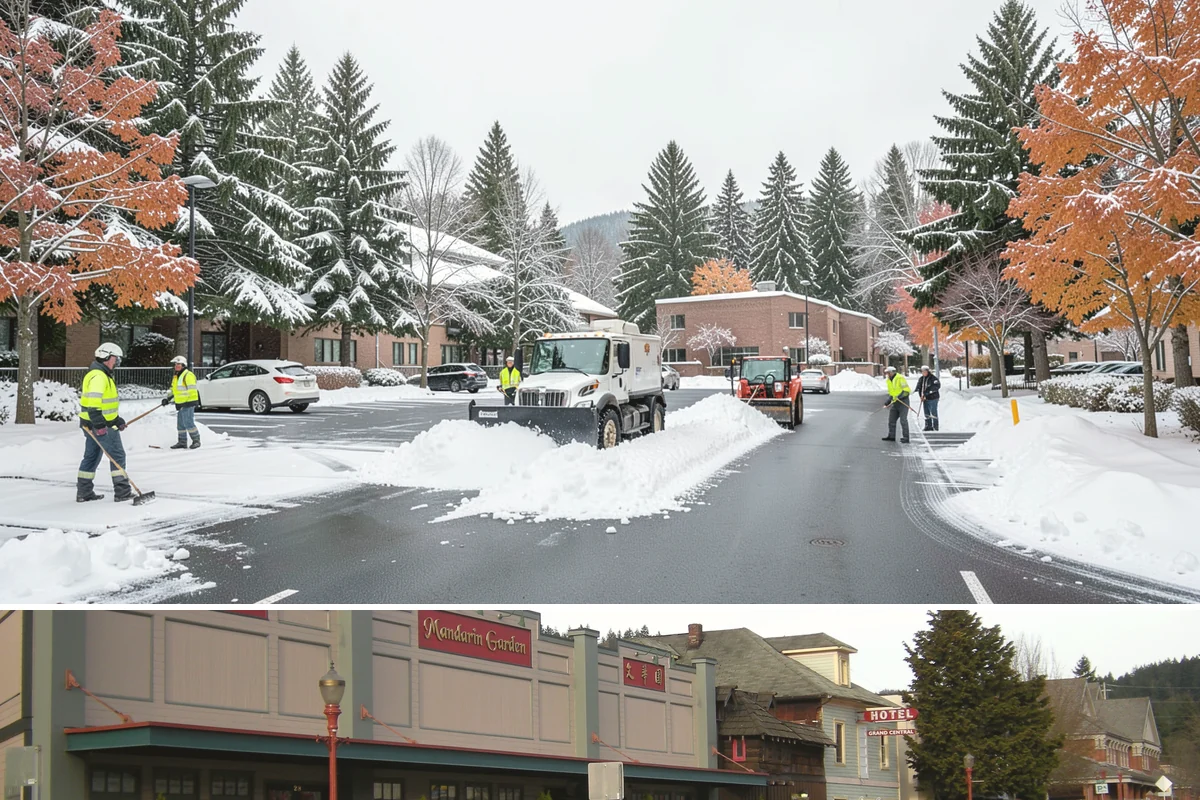 Double Driveway Snow Removal in Issaquah, King County, WA - Double driveway clearing peaks during the midwinter snow window.