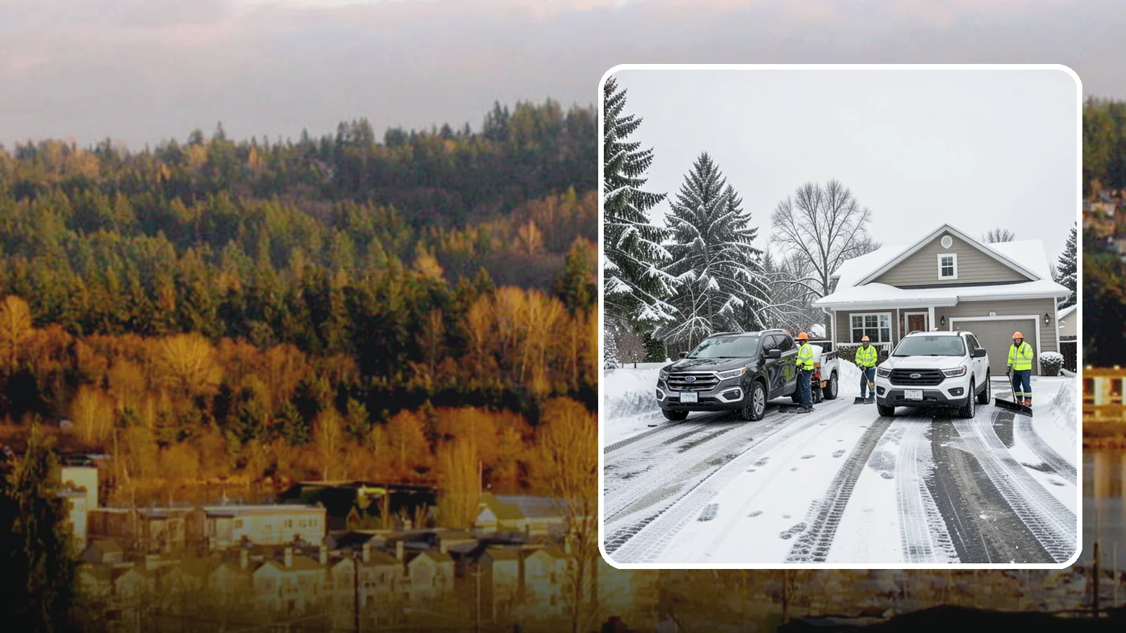 Double Driveway Snow Removal in Kenmore, King County, WA - We clear wide two-car driveways completely so both vehicles are ready to go after a storm.