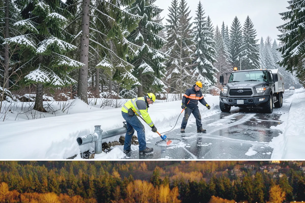 Double Driveway Snow Removal in Kenmore, King County, WA - Double driveway clearing peaks during the midwinter snow window.
