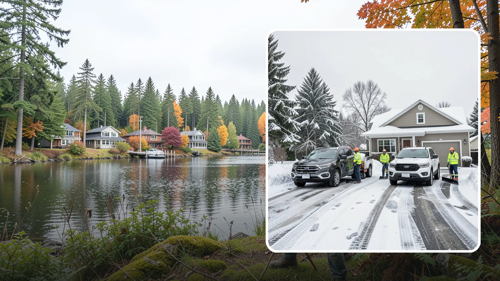 Double Driveway Snow Removal in La Conner, Skagit County, WA - We clear wide two-car driveways completely so both vehicles are ready to go after a storm.
