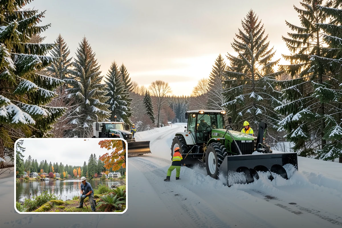Double Driveway Snow Removal in La Conner, Skagit County, WA - Clears the full two-car width