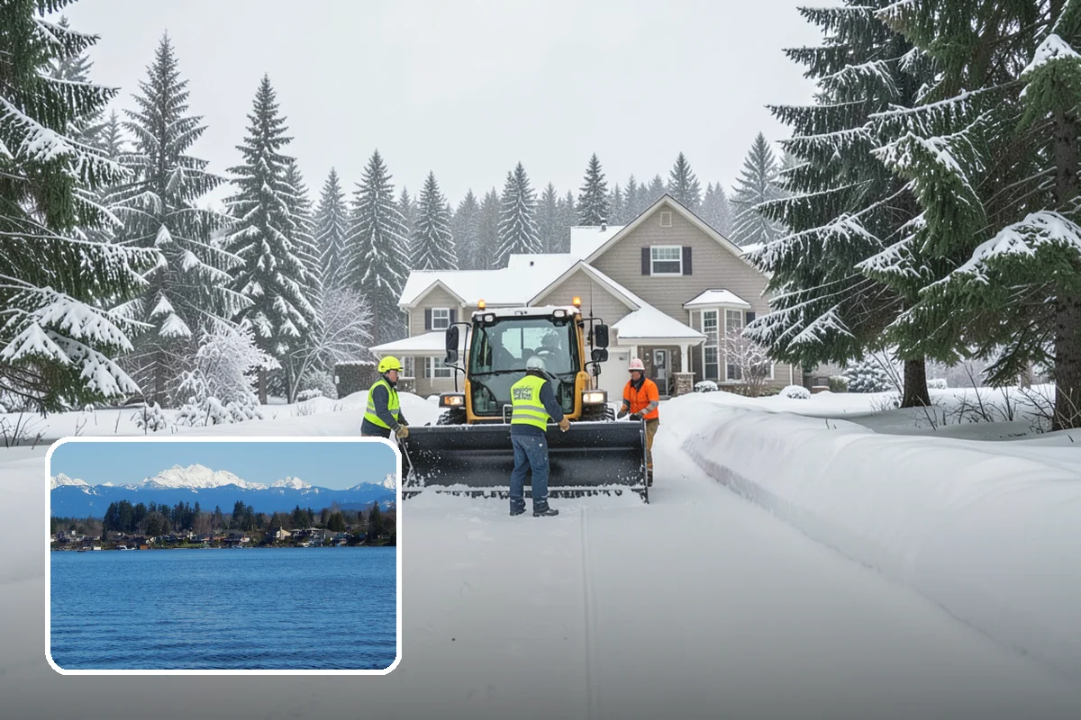Double Driveway Snow Removal in Lake Stevens, Snohomish County, WA - Clears the full two-car width