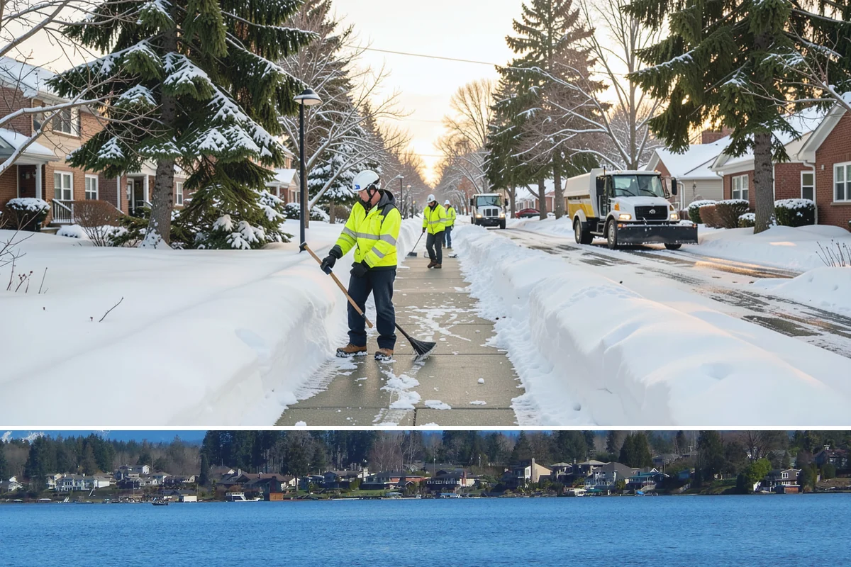 Double Driveway Snow Removal in Lake Stevens, Snohomish County, WA - Double driveway clearing peaks during the midwinter snow window.