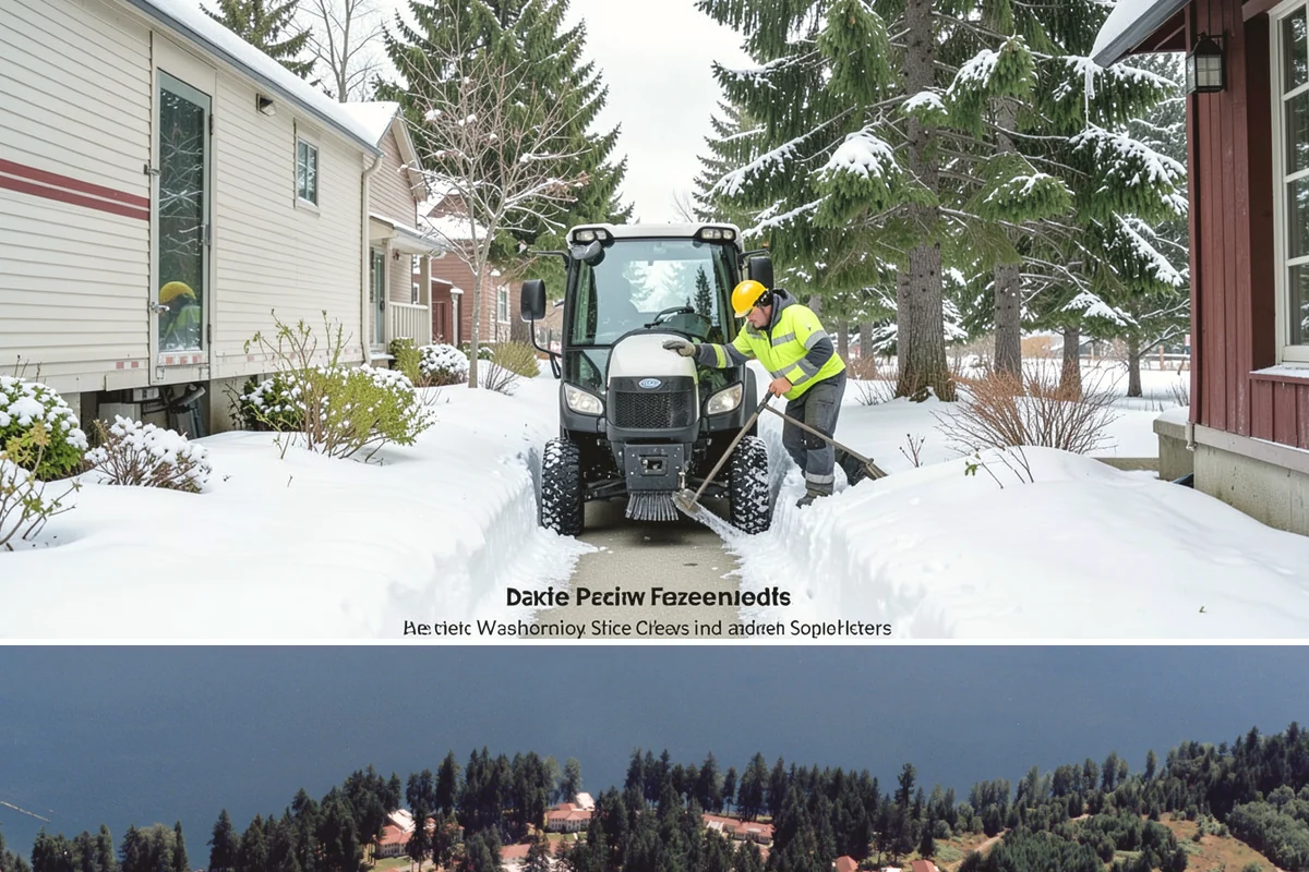 Double Driveway Snow Removal in Lakewood, Pierce County, WA - Double driveway clearing peaks during the midwinter snow window.