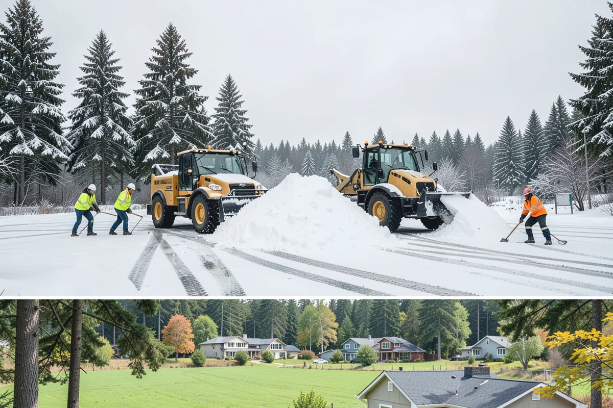 Double Driveway Snow Removal in Lyman, Skagit County, WA - Double driveway clearing peaks during the midwinter snow window.