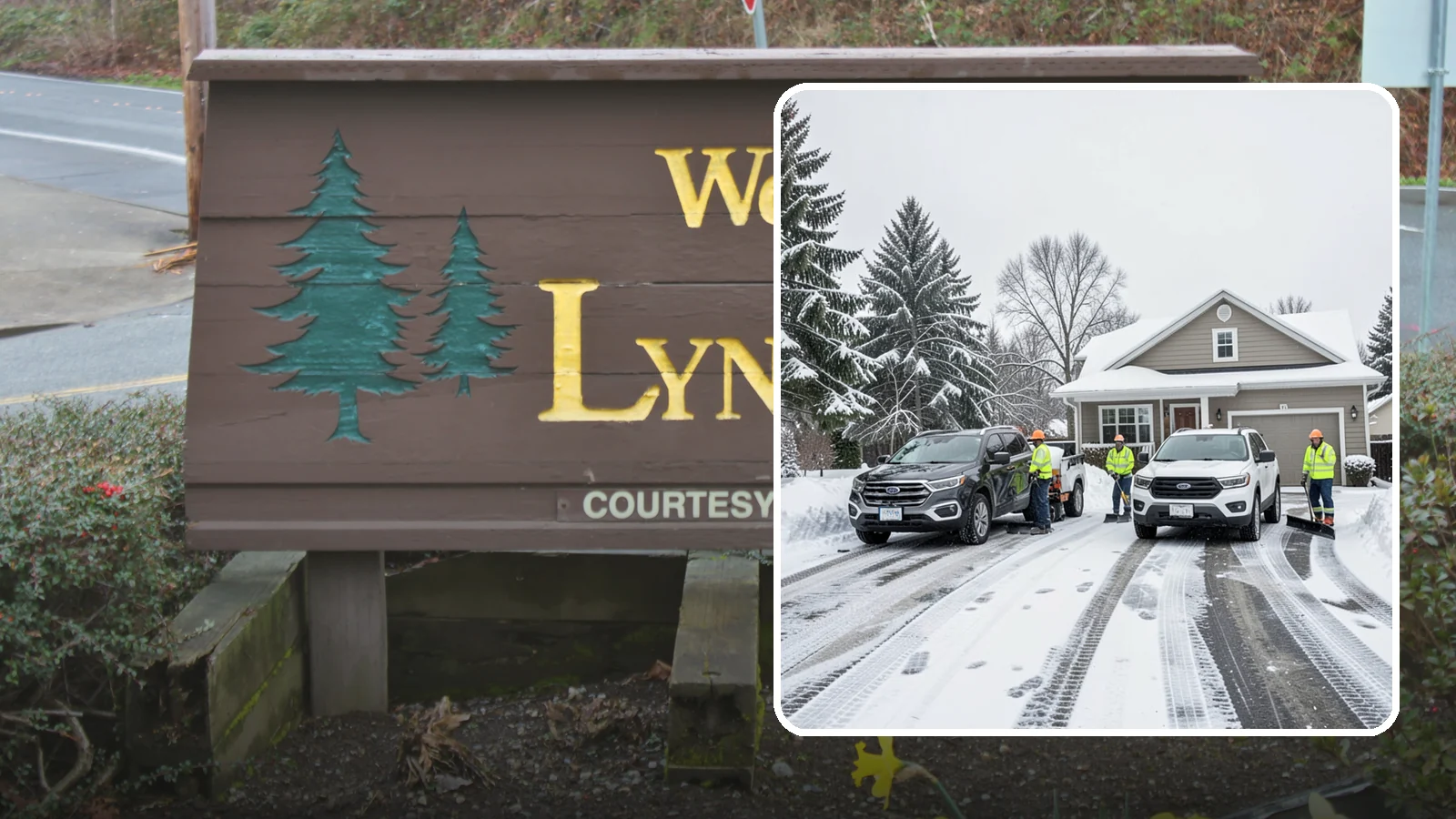Double Driveway Snow Removal in Lynnwood, Snohomish County, WA - We clear wide two-car driveways completely so both vehicles are ready to go after a storm.
