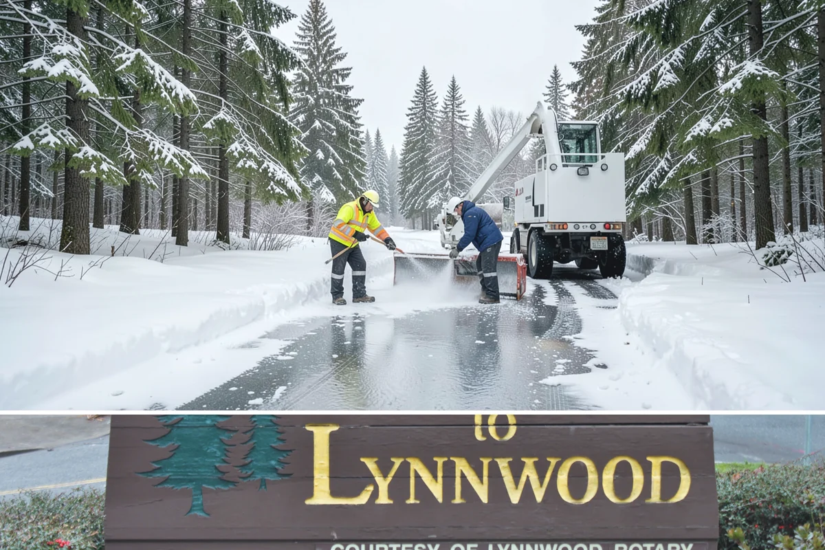 Double Driveway Snow Removal in Lynnwood, Snohomish County, WA - Double driveway clearing peaks during the midwinter snow window.