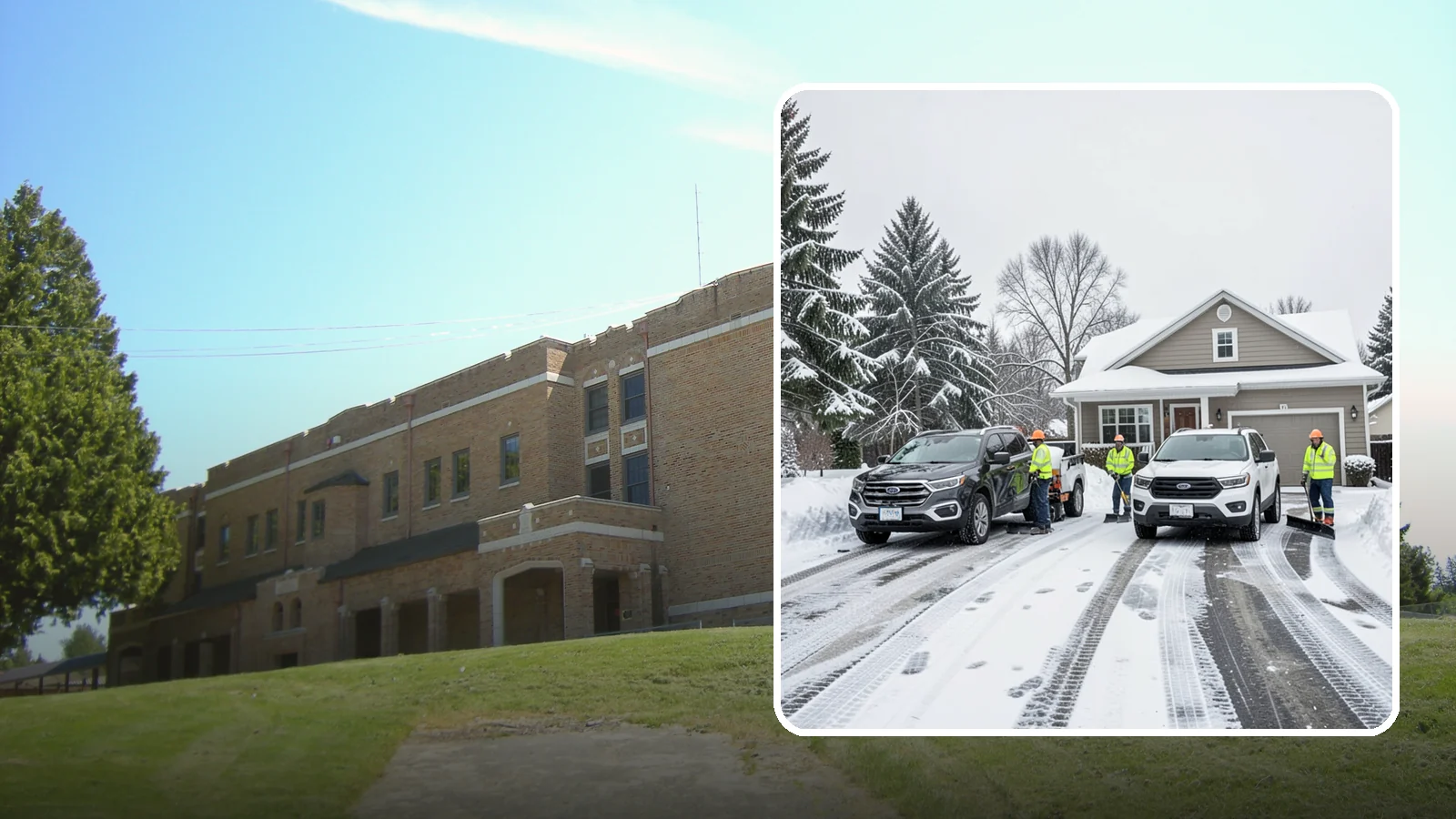 Double Driveway Snow Removal in Maple Valley, King County, WA - We clear wide two-car driveways completely so both vehicles are ready to go after a storm.