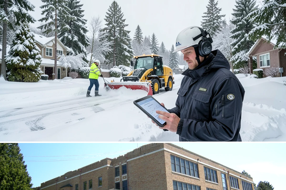 Double Driveway Snow Removal in Maple Valley, King County, WA - Double driveway clearing peaks during the midwinter snow window.