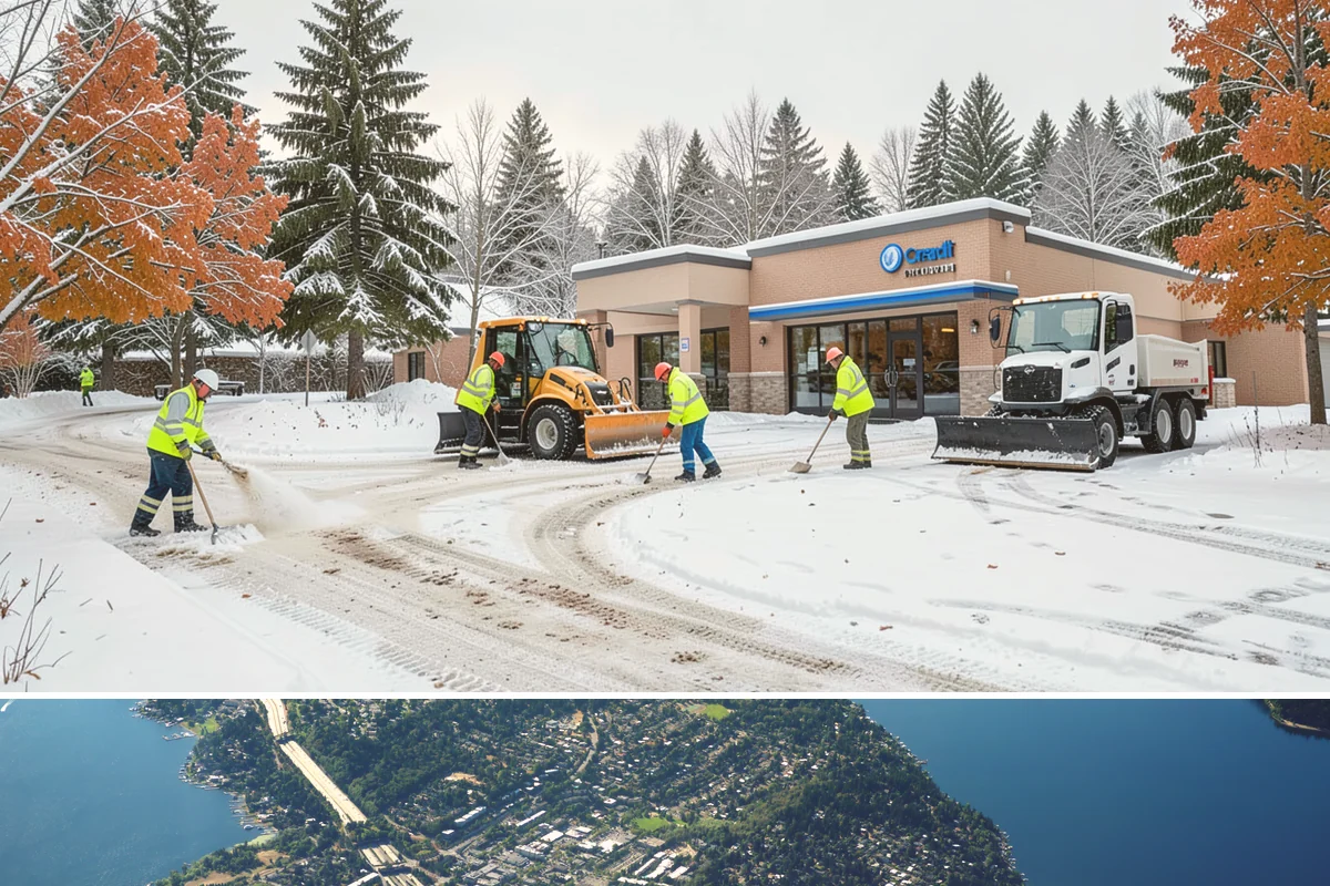 Double Driveway Snow Removal in Mercer Island, King County, WA - Double driveway clearing peaks during the midwinter snow window.