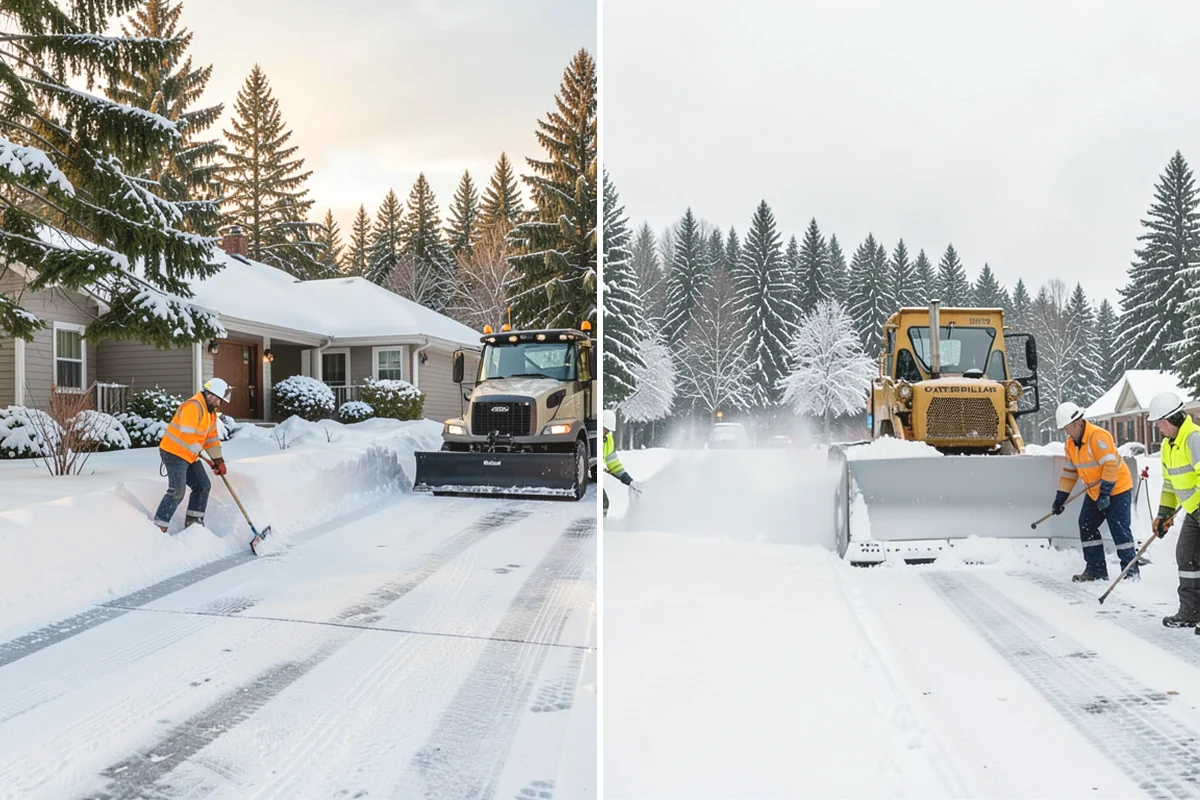 Double Driveway Snow Removal in Mill Creek, Snohomish County, WA - We plow or blow the full driveway width