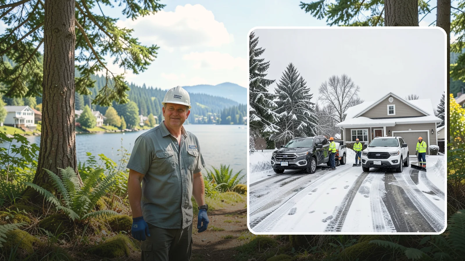 Double Driveway Snow Removal in Milton, King County, WA - We clear wide two-car driveways completely so both vehicles are ready to go after a storm.