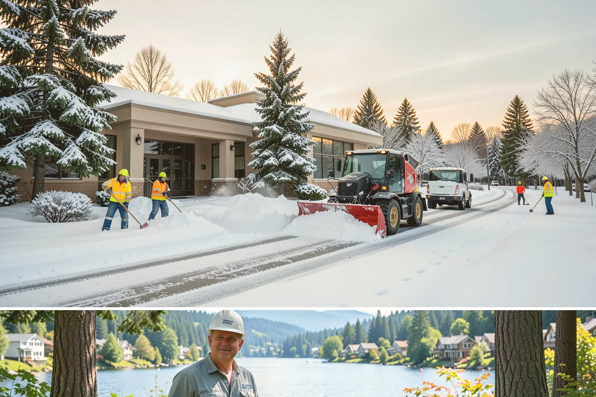 Double Driveway Snow Removal in Milton, King County, WA - Double driveway clearing peaks during the midwinter snow window.