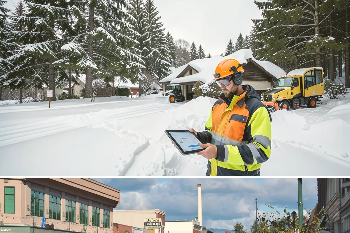 Double Driveway Snow Removal in Monroe, Snohomish County, WA - Double driveway clearing peaks during the midwinter snow window.