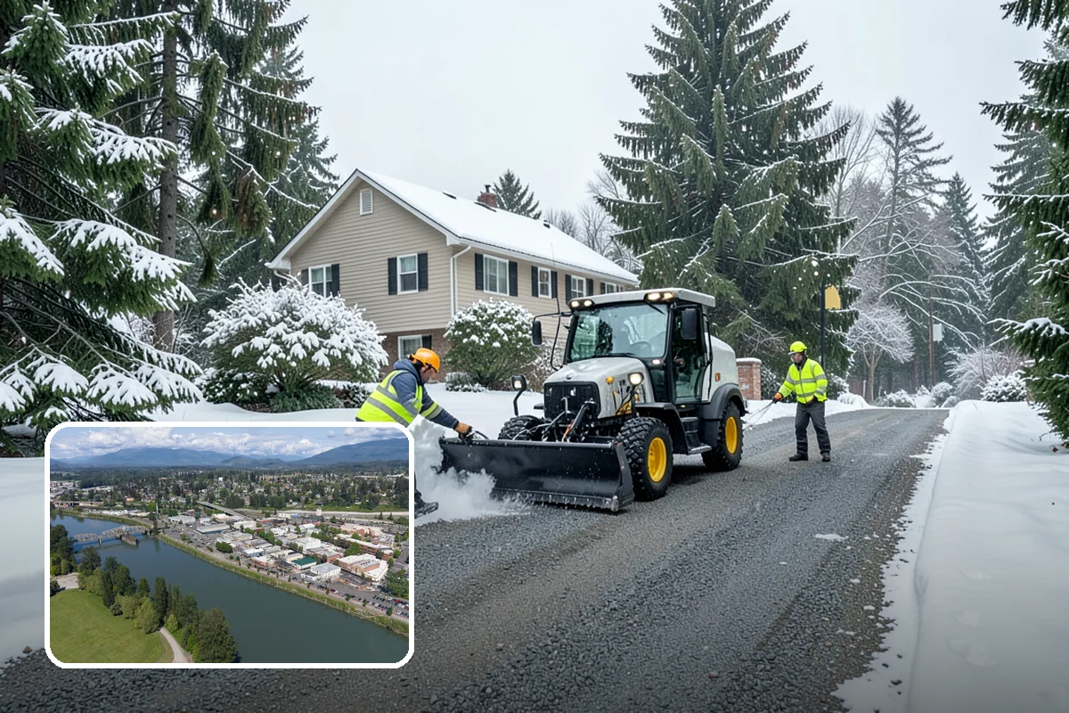 Double Driveway Snow Removal in Mount Vernon, Skagit County, WA - Clears the full two-car width