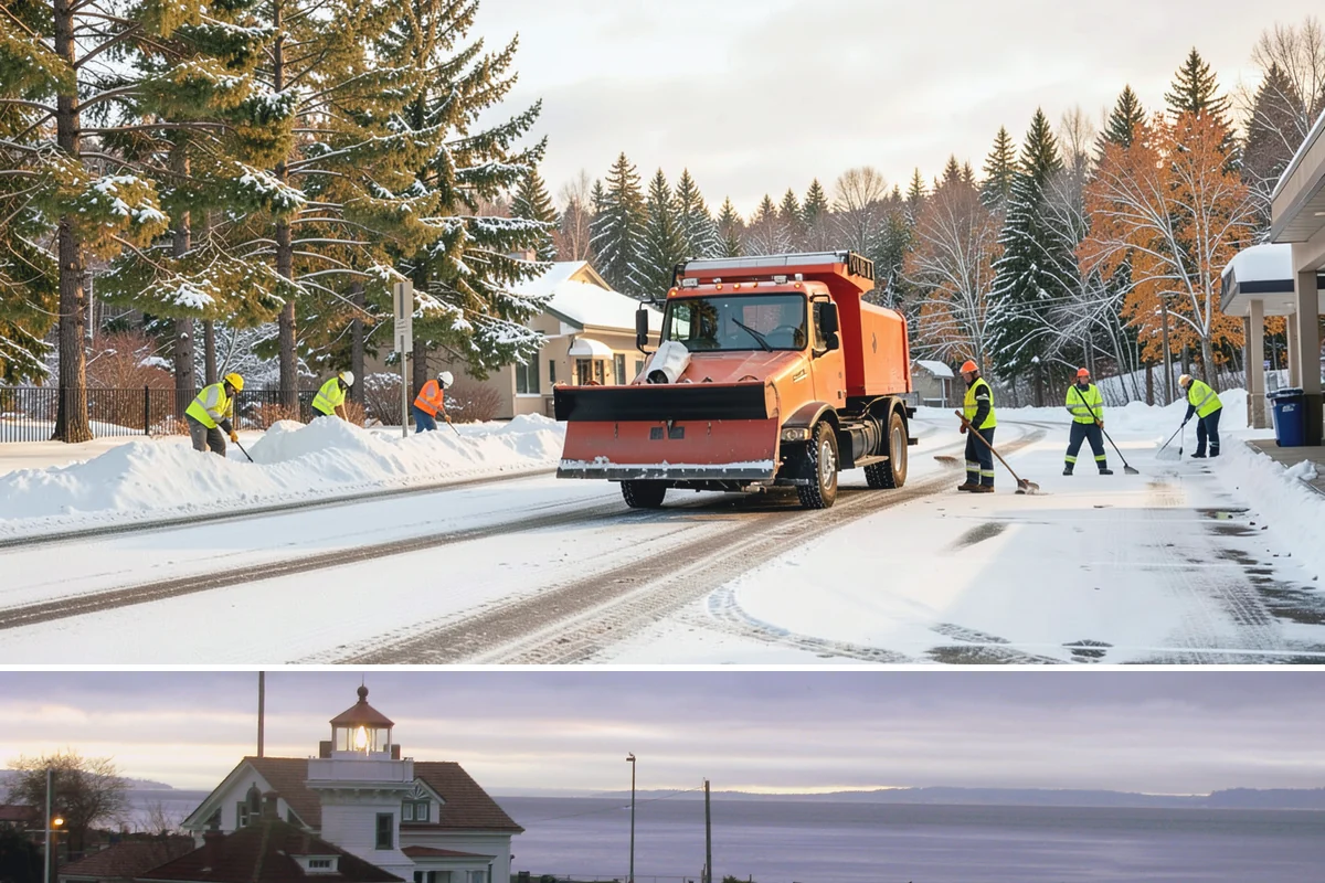 Double Driveway Snow Removal in Mukilteo, Snohomish County, WA - Double driveway clearing peaks during the midwinter snow window.