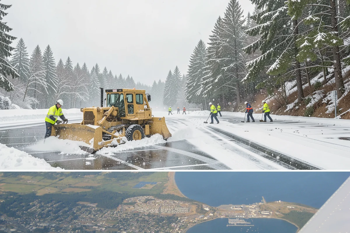 Double Driveway Snow Removal in Oak Harbor, Island County, WA - Double driveway clearing peaks during the midwinter snow window.