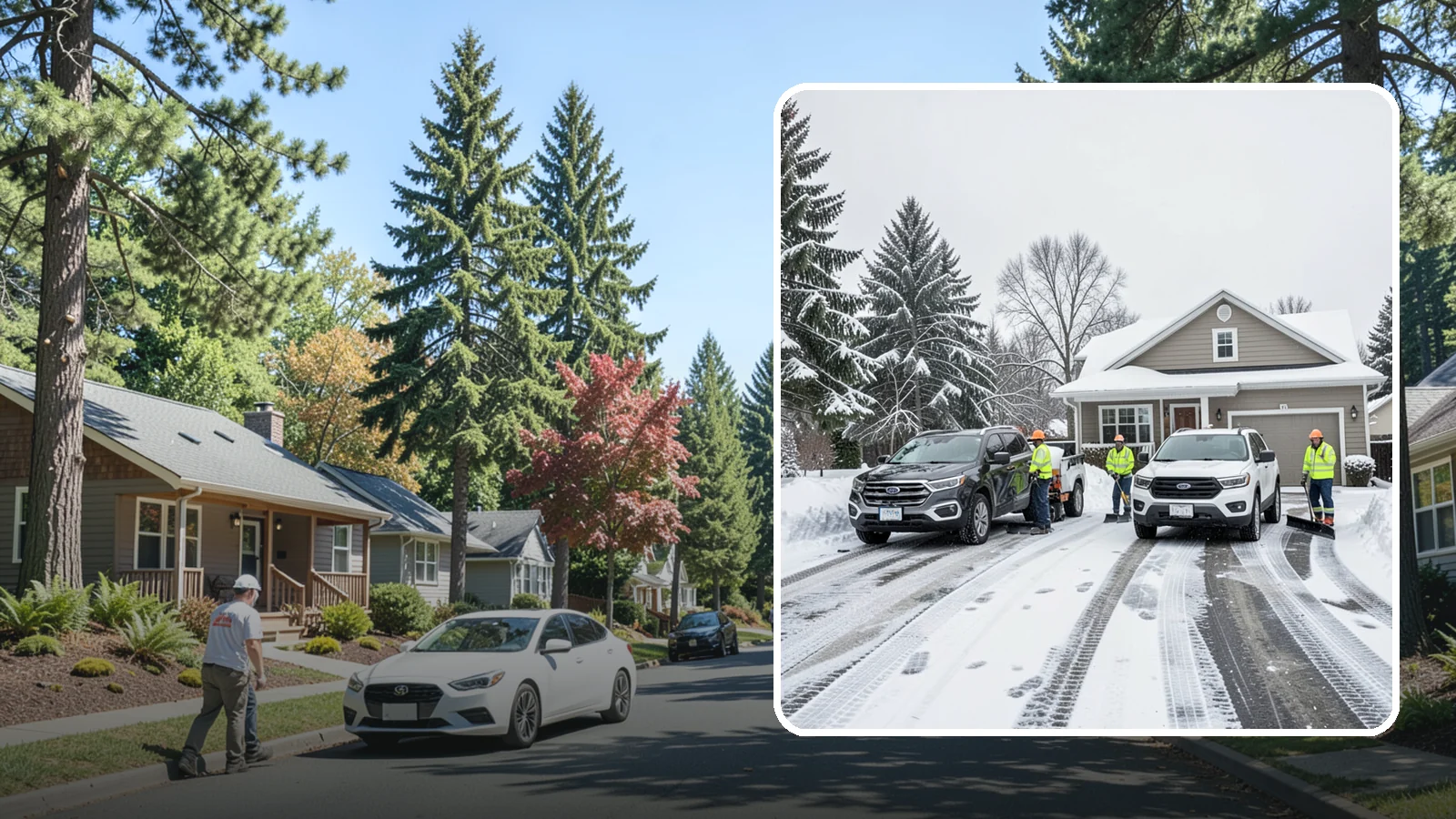 Double Driveway Snow Removal in Orting, Pierce County, WA - We clear wide two-car driveways completely so both vehicles are ready to go after a storm.
