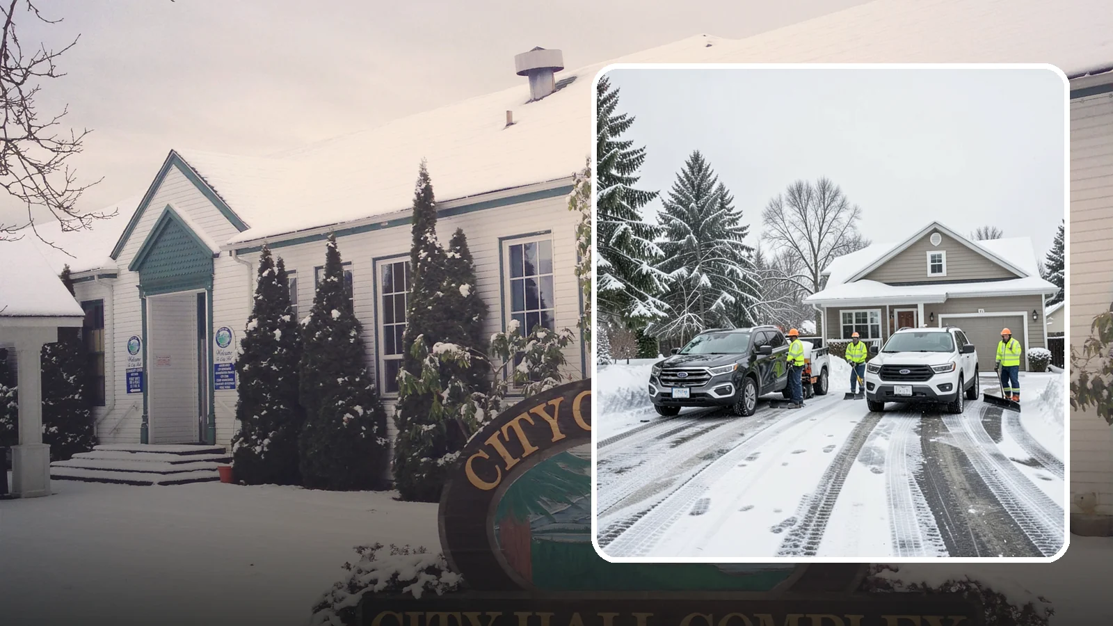 Double Driveway Snow Removal in Pacific, King County, WA - We clear wide two-car driveways completely so both vehicles are ready to go after a storm.