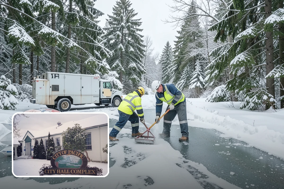 Double Driveway Snow Removal in Pacific, King County, WA - Clears the full two-car width