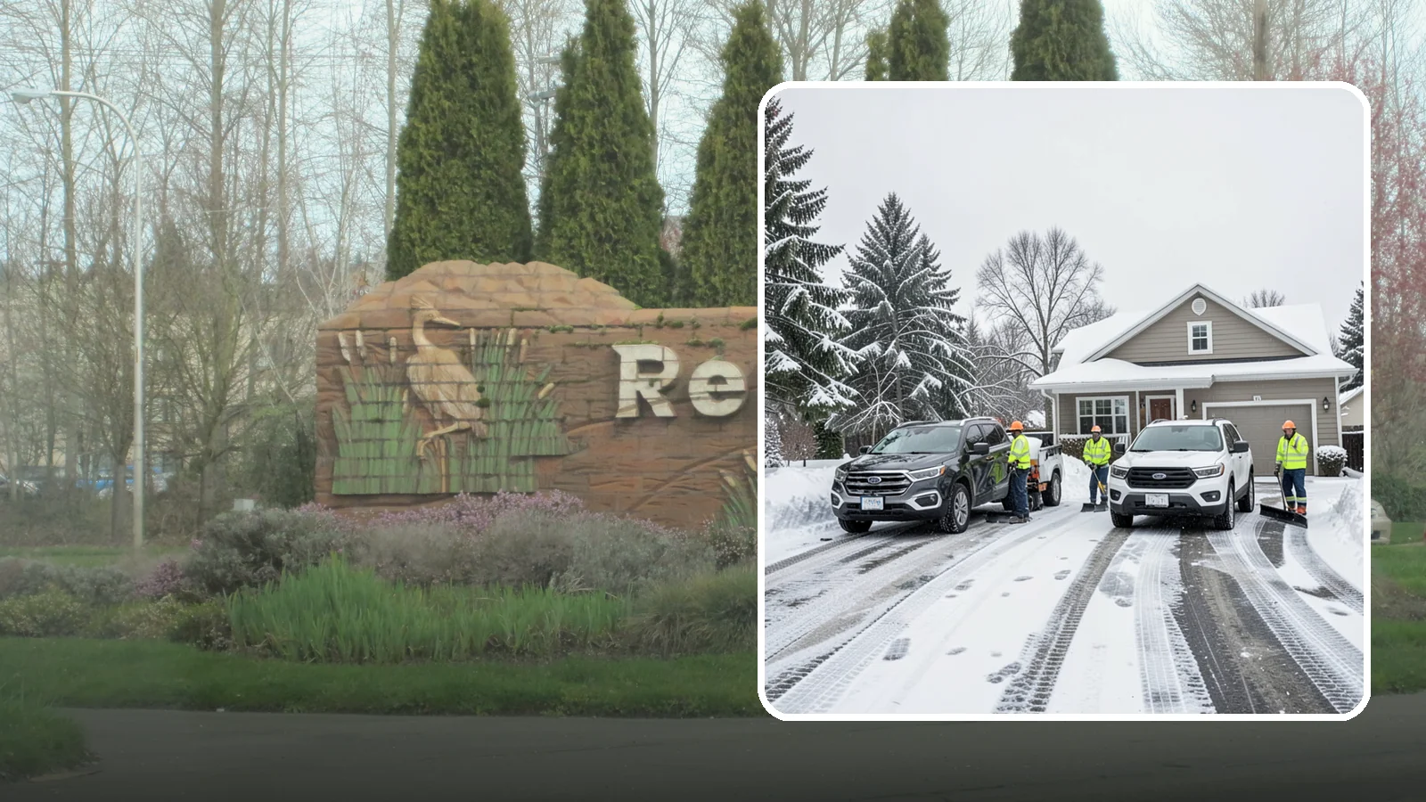 Double Driveway Snow Removal in Renton, King County, WA - We clear wide two-car driveways completely so both vehicles are ready to go after a storm.