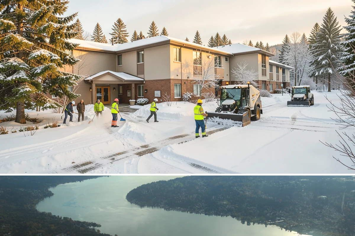Double Driveway Snow Removal in Sammamish, King County, WA - Double driveway clearing peaks during the midwinter snow window.
