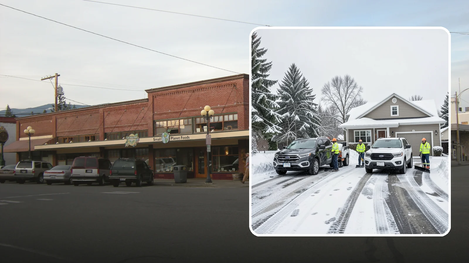 Double Driveway Snow Removal in Sedro-Woolley, Skagit County, WA - We clear wide two-car driveways completely so both vehicles are ready to go after a storm.