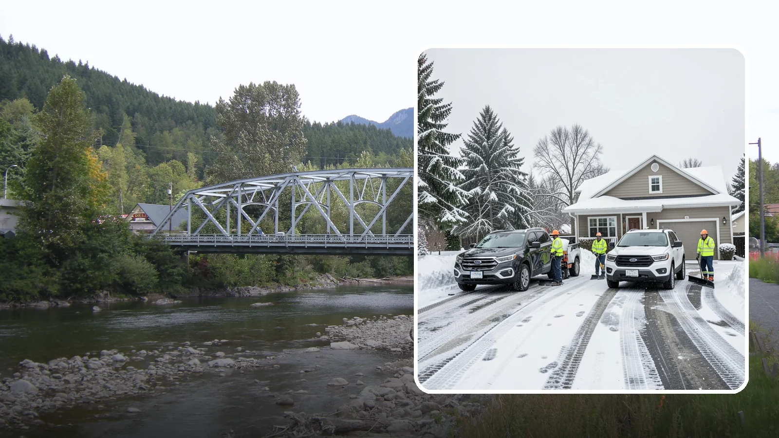 Double Driveway Snow Removal in Skykomish, King County, WA - We clear wide two-car driveways completely so both vehicles are ready to go after a storm.