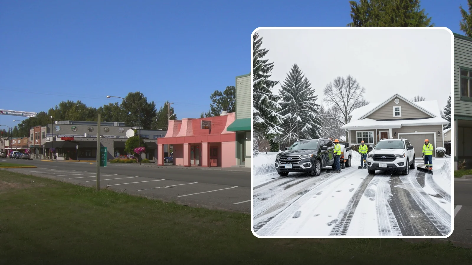 Double Driveway Snow Removal in Snoqualmie, King County, WA - We clear wide two-car driveways completely so both vehicles are ready to go after a storm.