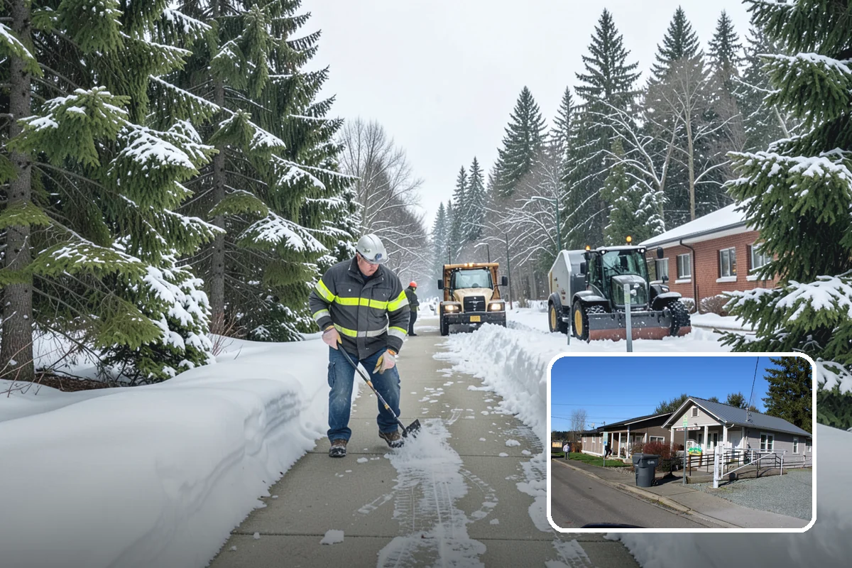 Double Driveway Snow Removal in South Prairie, Pierce County, WA - Clears the full two-car width