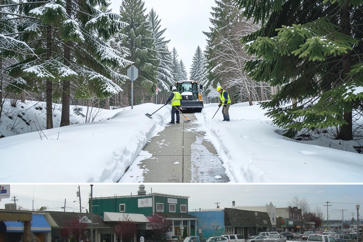 Double Driveway Snow Removal in Stanwood, Snohomish County, WA - Double driveway clearing peaks during the midwinter snow window.