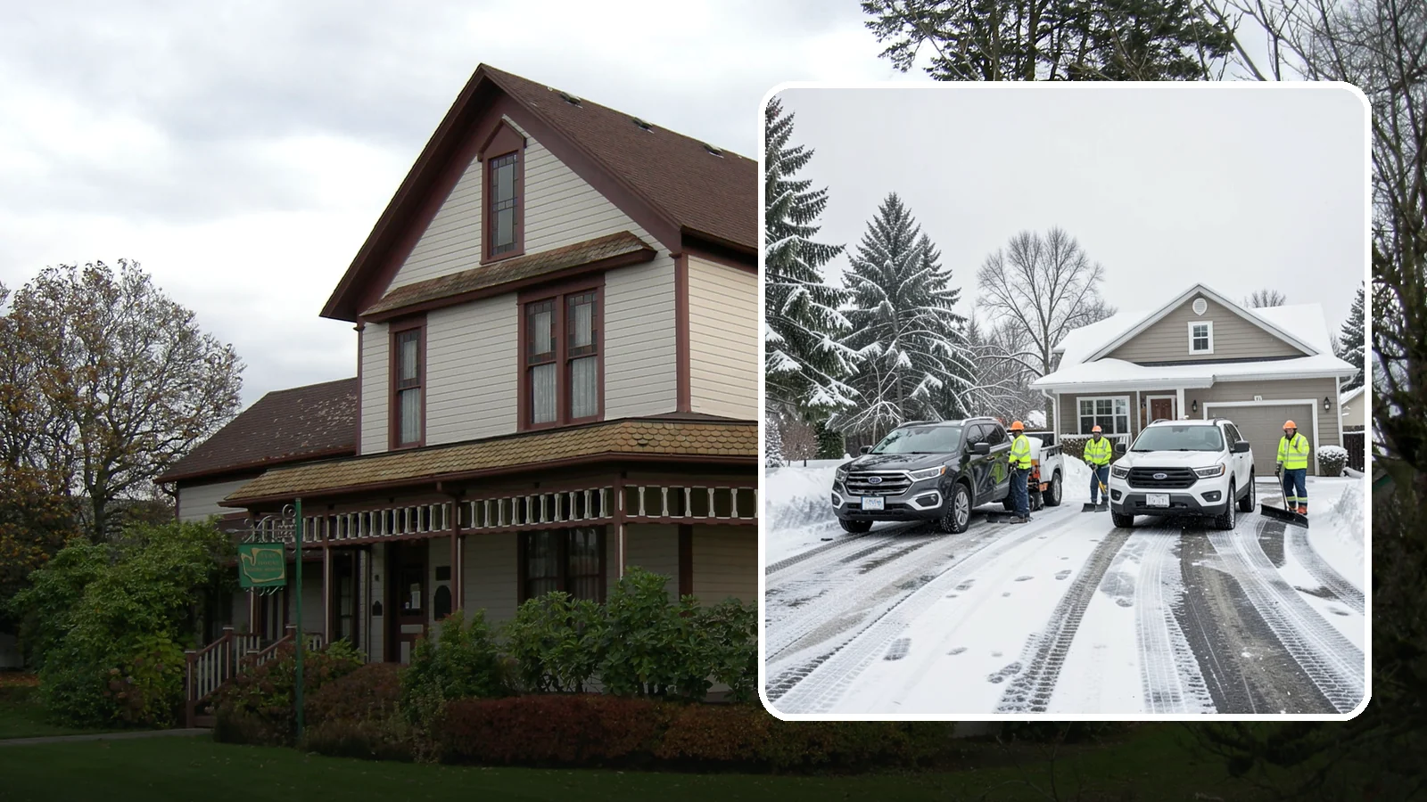 Double Driveway Snow Removal in Sumner, Pierce County, WA - We clear wide two-car driveways completely so both vehicles are ready to go after a storm.