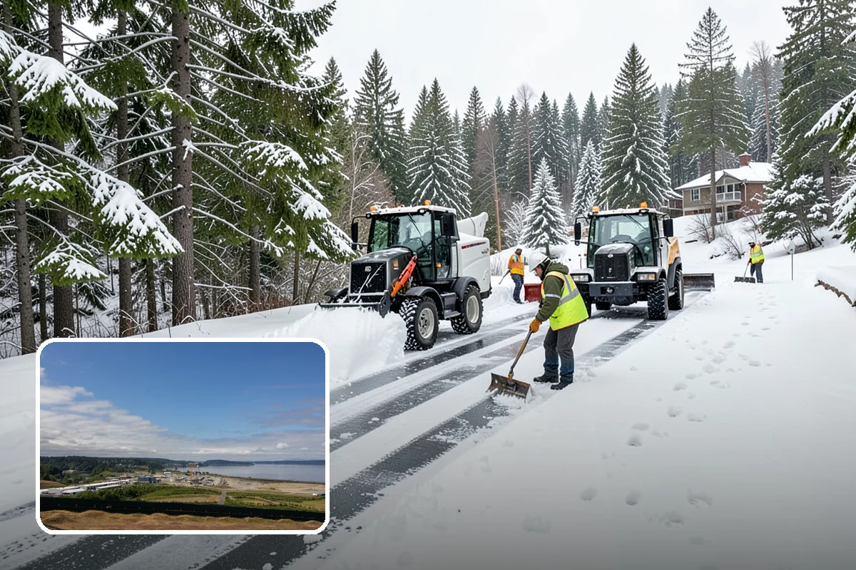 Double Driveway Snow Removal in University Place, Pierce County, WA - Clears the full two-car width