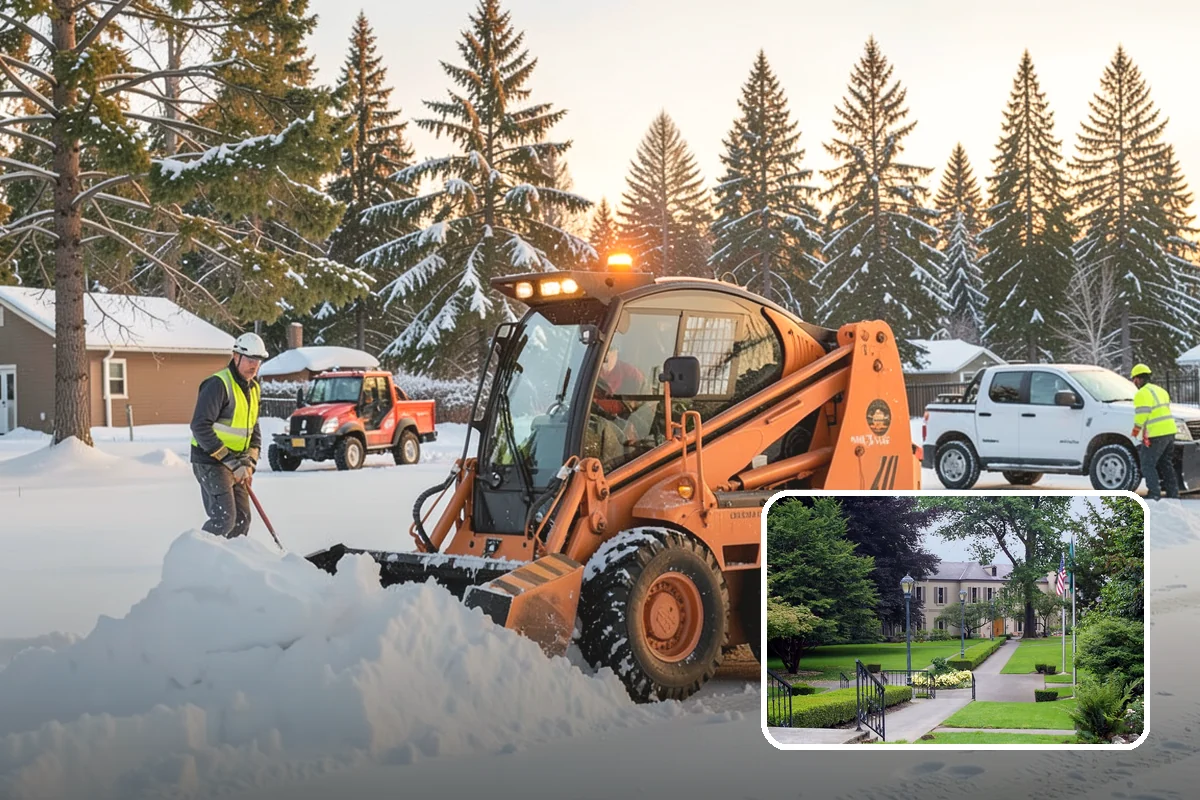 Double Driveway Snow Removal in Woodinville, King County, WA - Clears the full two-car width