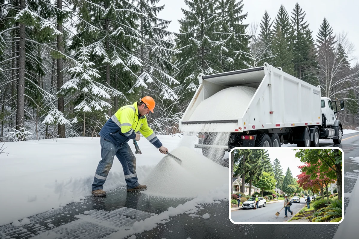 Downspout Ice Removal in Beaux Arts Village, King County, WA - Restored roof drainage through cleared downspouts