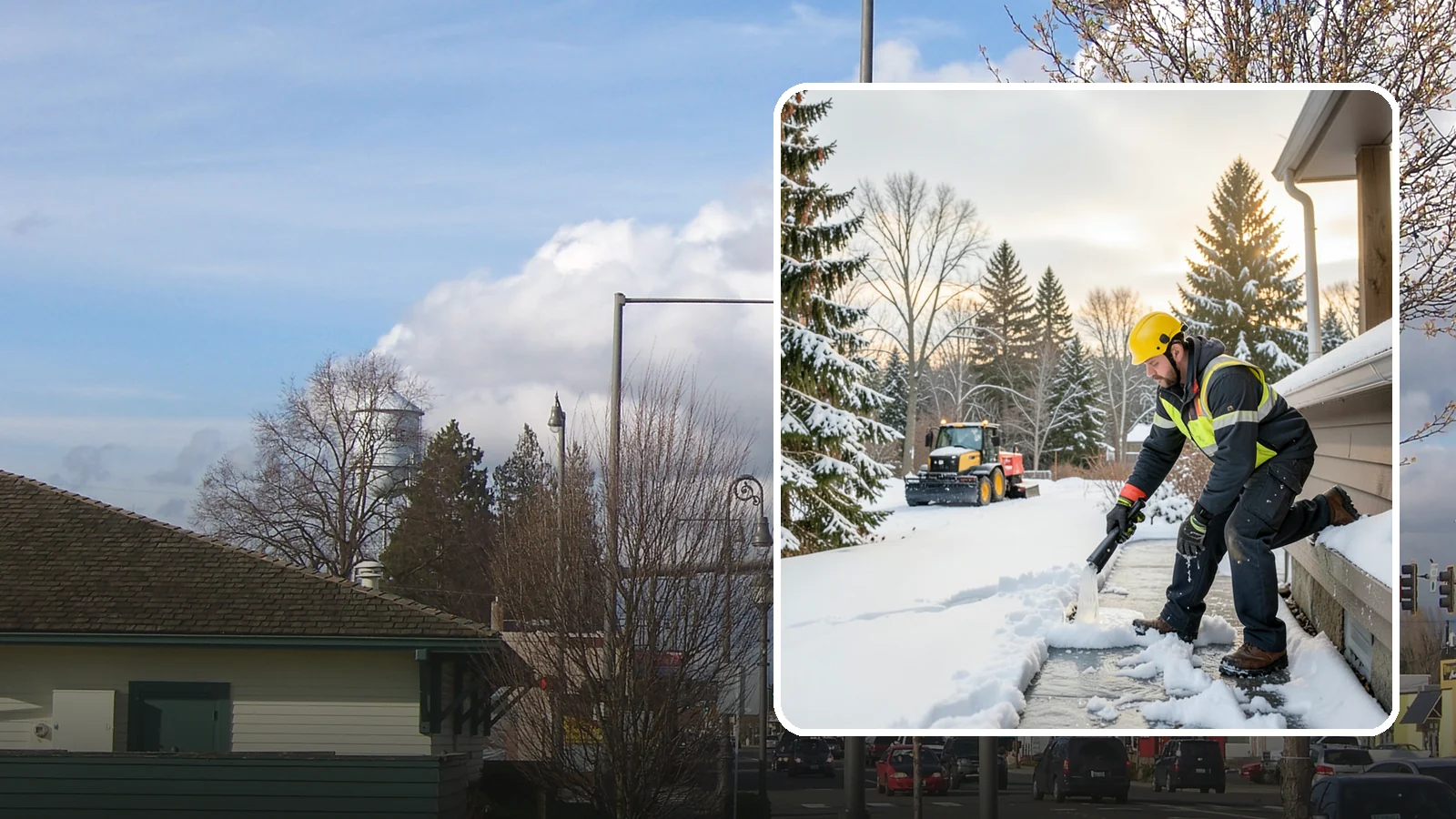 Downspout Ice Removal in Marysville, Snohomish County, WA - We thaw and clear ice-blocked downspouts so roof meltwater drains instead of backing up.