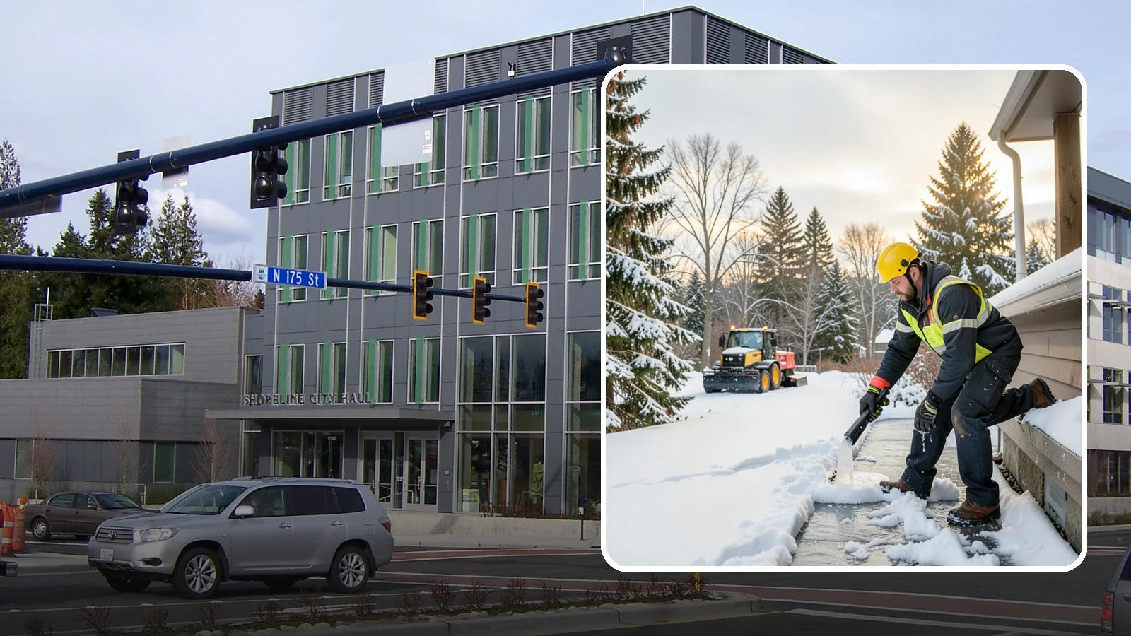 Downspout Ice Removal in Shoreline, King County, WA - We thaw and clear ice-blocked downspouts so roof meltwater drains instead of backing up.