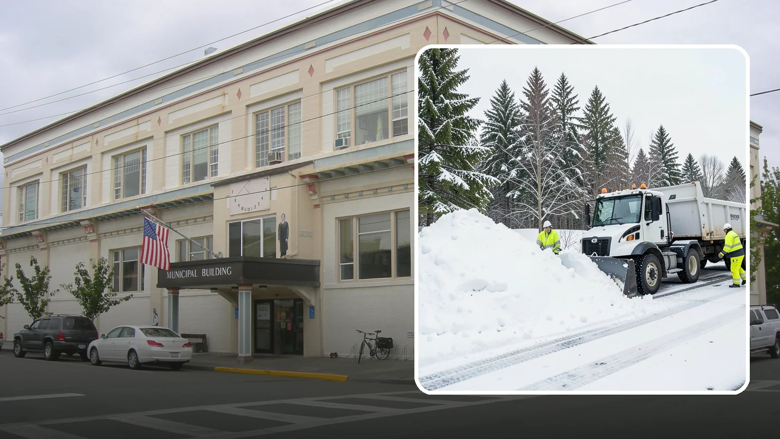 Downtown Snow Hauling in Anacortes, Skagit County, WA - We haul snow out of dense downtown blocks where there is simply nowhere on-site to put it.