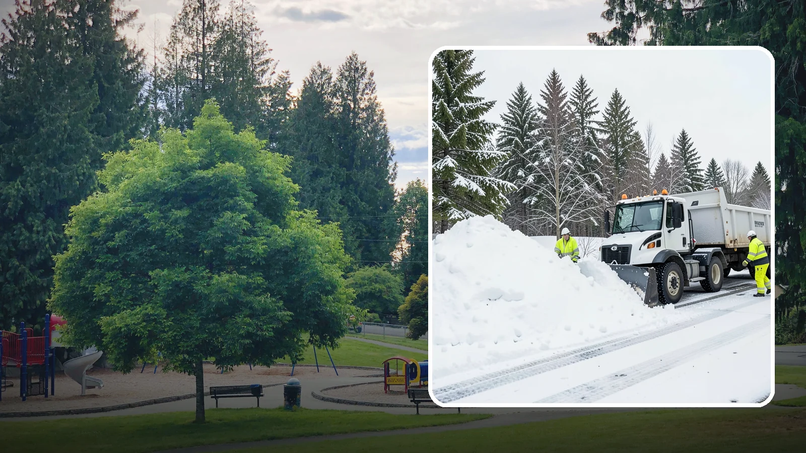 Downtown Snow Hauling in Bonney Lake, Pierce County, WA - We haul snow out of dense downtown blocks where there is simply nowhere on-site to put it.