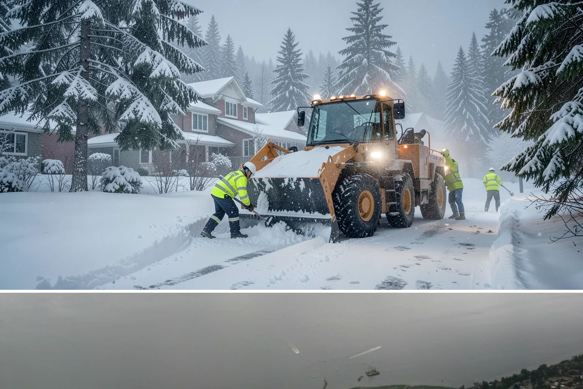 Downtown Snow Hauling in Des Moines, King County, WA - Downtown hauling is done off-peak or overnight whenever lowland snow sticks and the dense grid leaves nowhere to stack it.