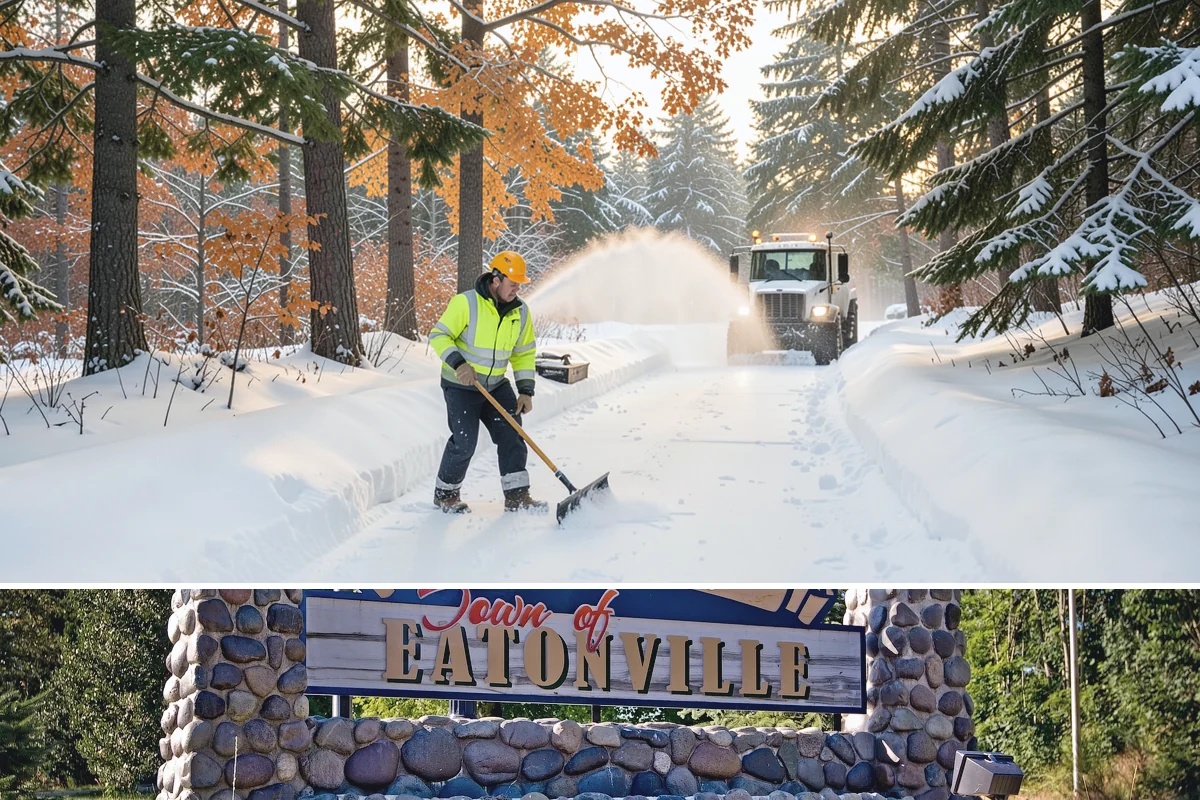 Downtown Snow Hauling in Eatonville, Pierce County, WA - Downtown hauling is done off-peak or overnight whenever lowland snow sticks and the dense grid leaves nowhere to stack it.