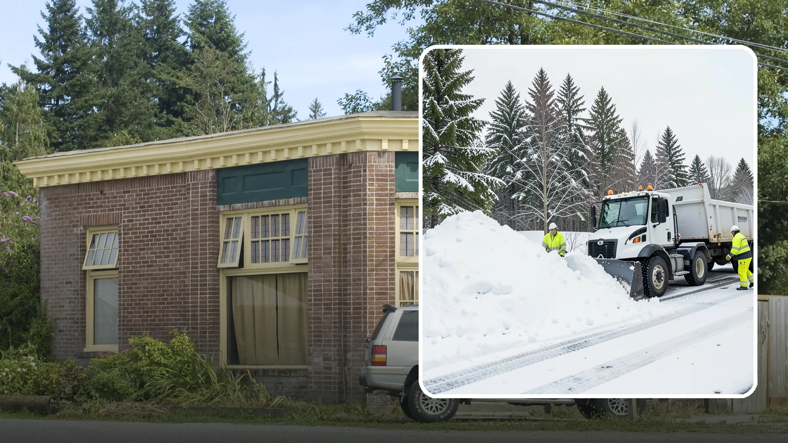 Downtown Snow Hauling in Hamilton, Skagit County, WA - We haul snow out of dense downtown blocks where there is simply nowhere on-site to put it.
