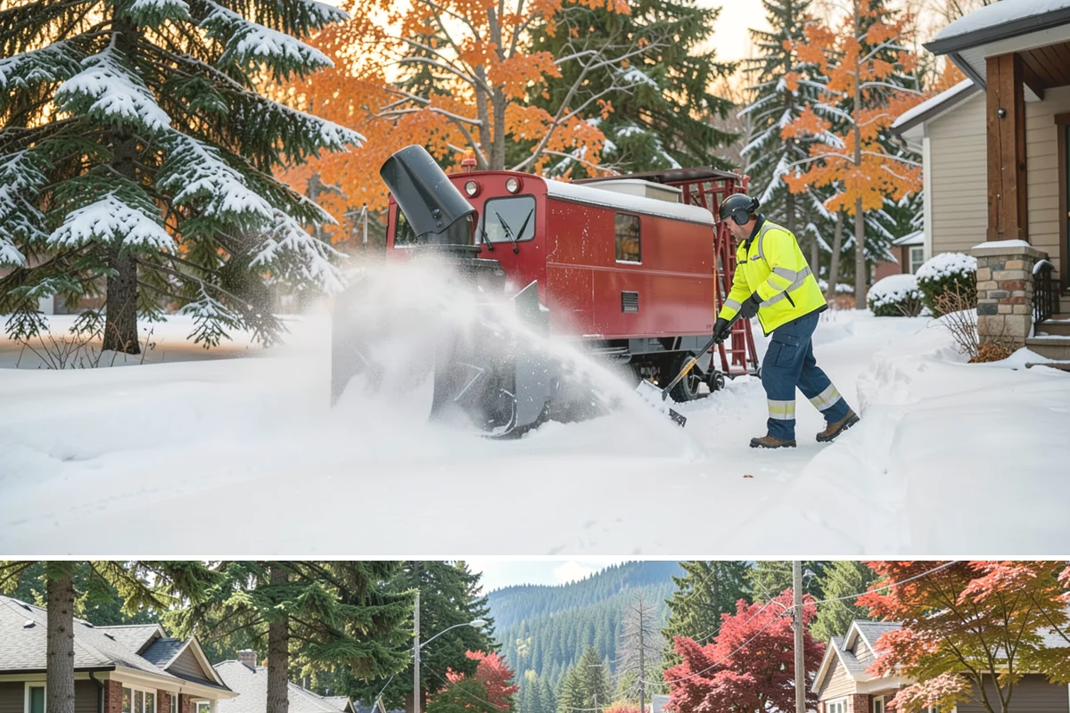 Downtown Snow Hauling in Hunts Point, King County, WA - Downtown hauling is done off-peak or overnight whenever lowland snow sticks and the dense grid leaves nowhere to stack it.