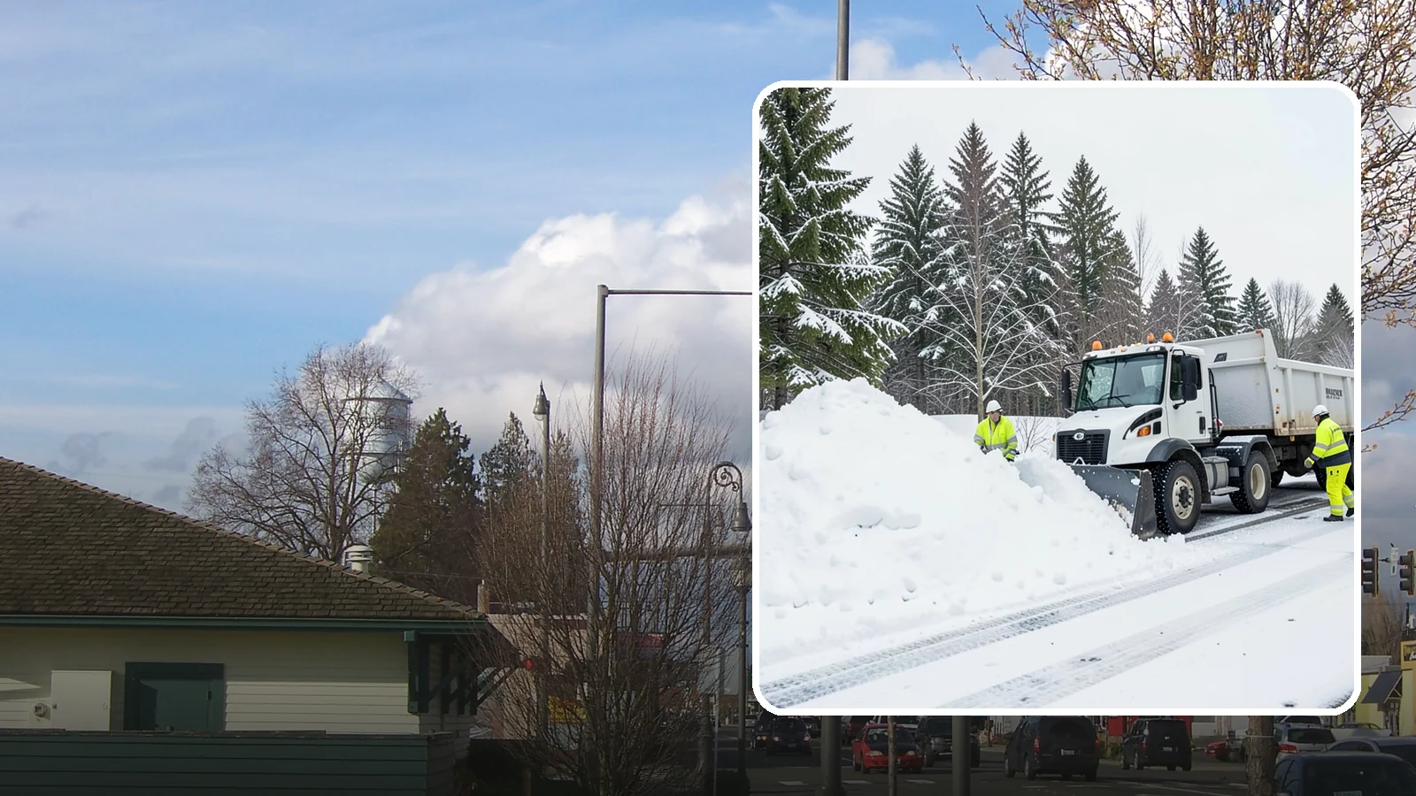 Downtown Snow Hauling in Marysville, Snohomish County, WA - We haul snow out of dense downtown blocks where there is simply nowhere on-site to put it.