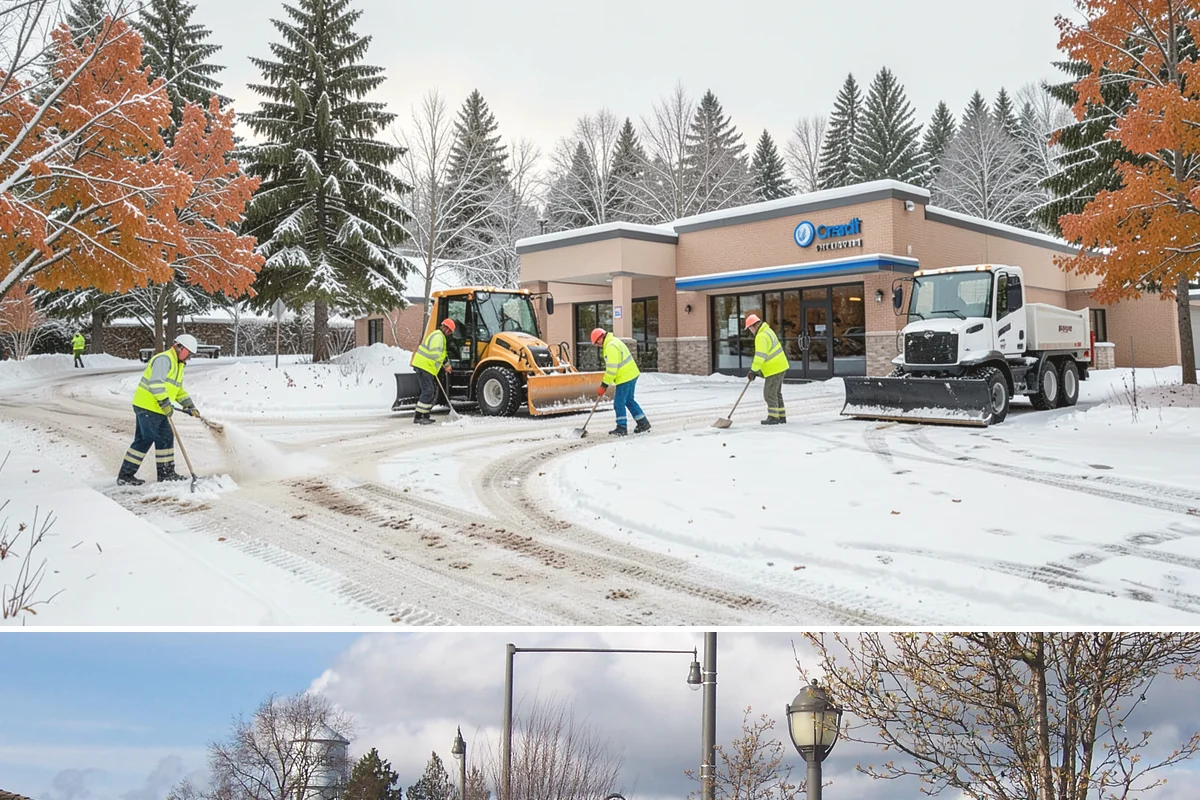 Downtown Snow Hauling in Marysville, Snohomish County, WA - Downtown hauling is done off-peak or overnight whenever lowland snow sticks and the dense grid leaves nowhere to stack it.