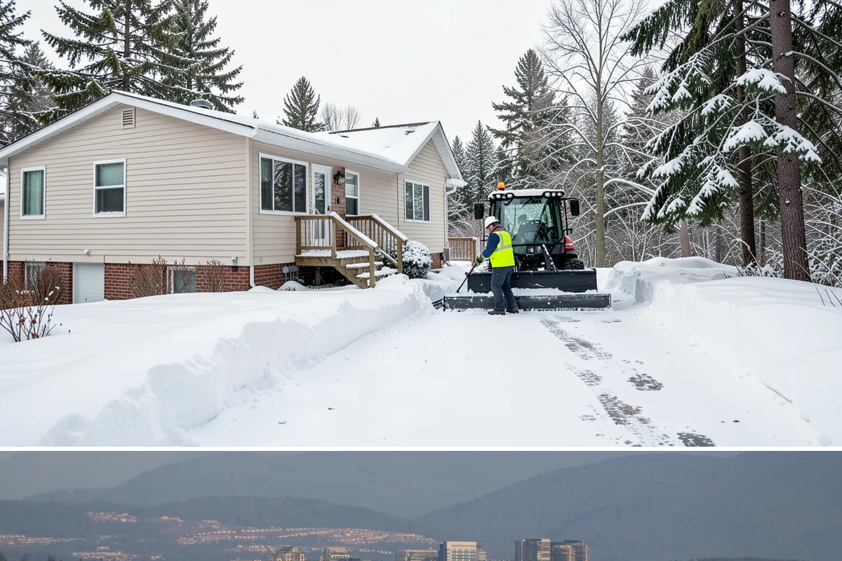 Downtown Snow Hauling in Medina, King County, WA - Downtown hauling is done off-peak or overnight whenever lowland snow sticks and the dense grid leaves nowhere to stack it.