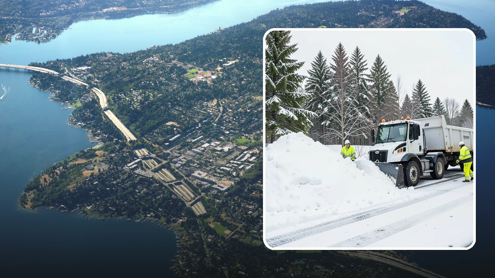 Downtown Snow Hauling in Mercer Island, King County, WA - We haul snow out of dense downtown blocks where there is simply nowhere on-site to put it.