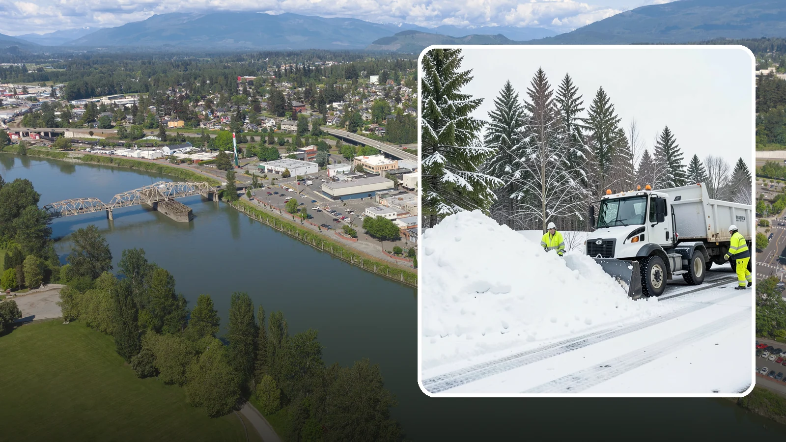 Downtown Snow Hauling in Mount Vernon, Skagit County, WA - We haul snow out of dense downtown blocks where there is simply nowhere on-site to put it.