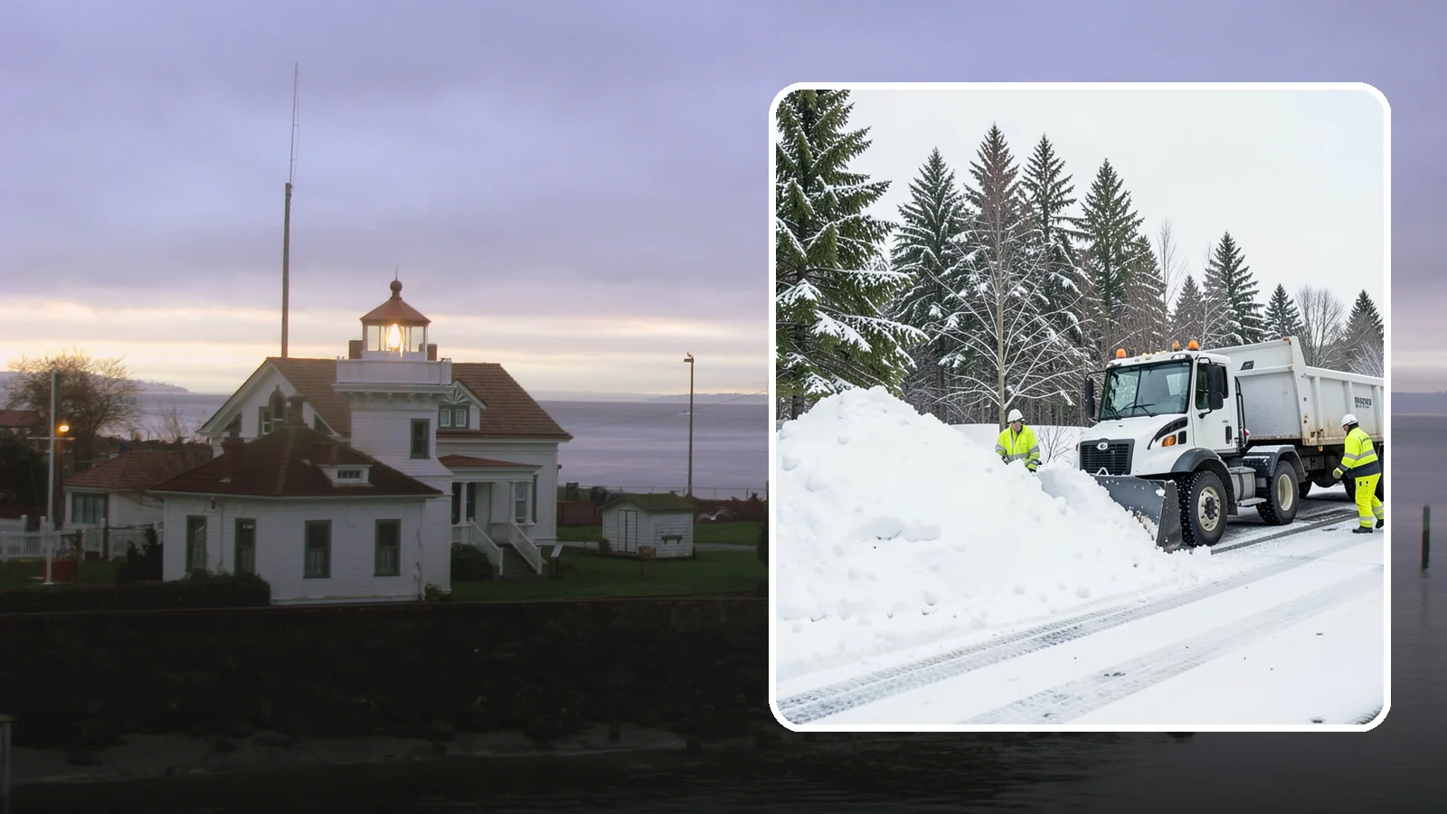 Downtown Snow Hauling in Mukilteo, Snohomish County, WA - We haul snow out of dense downtown blocks where there is simply nowhere on-site to put it.