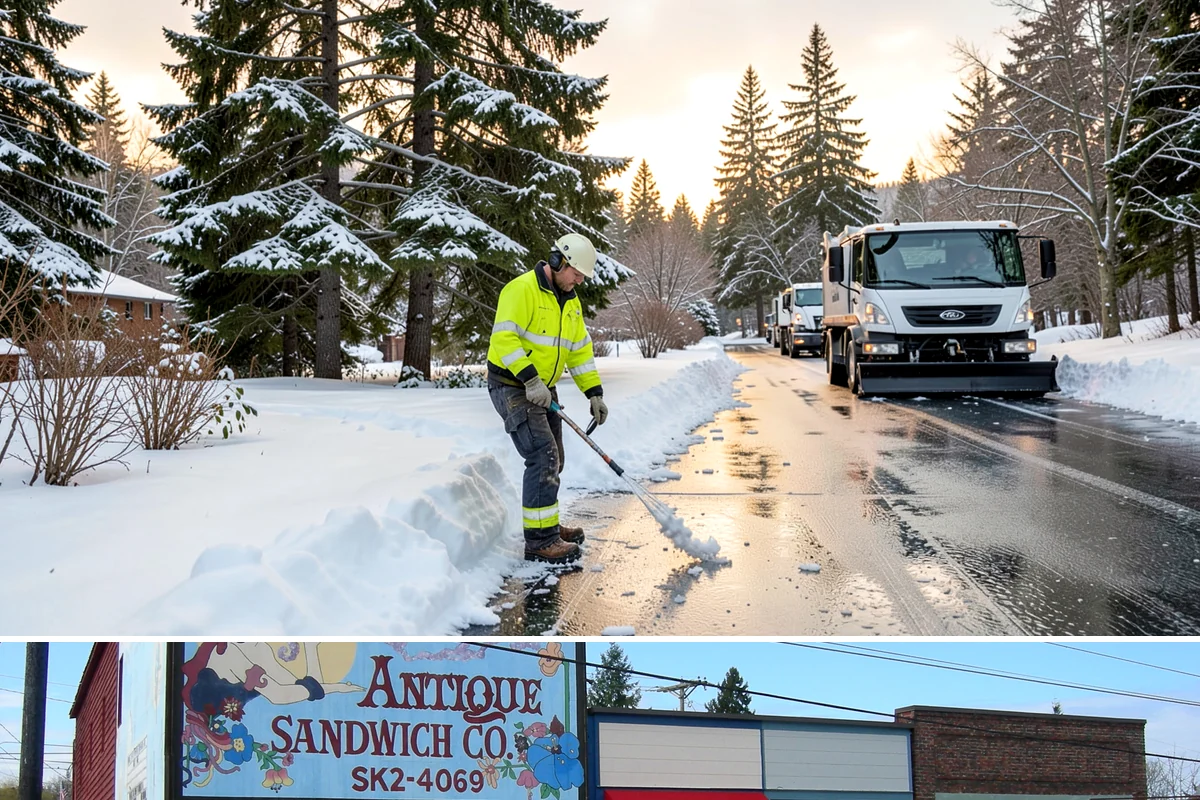 Downtown Snow Hauling in Ruston, Pierce County, WA - Downtown hauling is done off-peak or overnight whenever lowland snow sticks and the dense grid leaves nowhere to stack it.